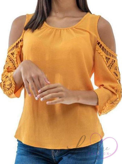 113391 Women's Open Shoulder Blouse - Lessismore Fashion