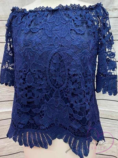 1671 Women's Short Sleeve Lace Blouse - Lessismore Fashion