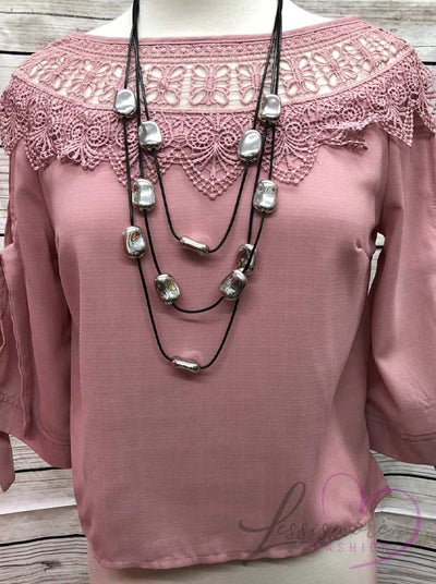 YT108 Women's Pink 3/4 Sleeve Blouses - Lessismore Fashion